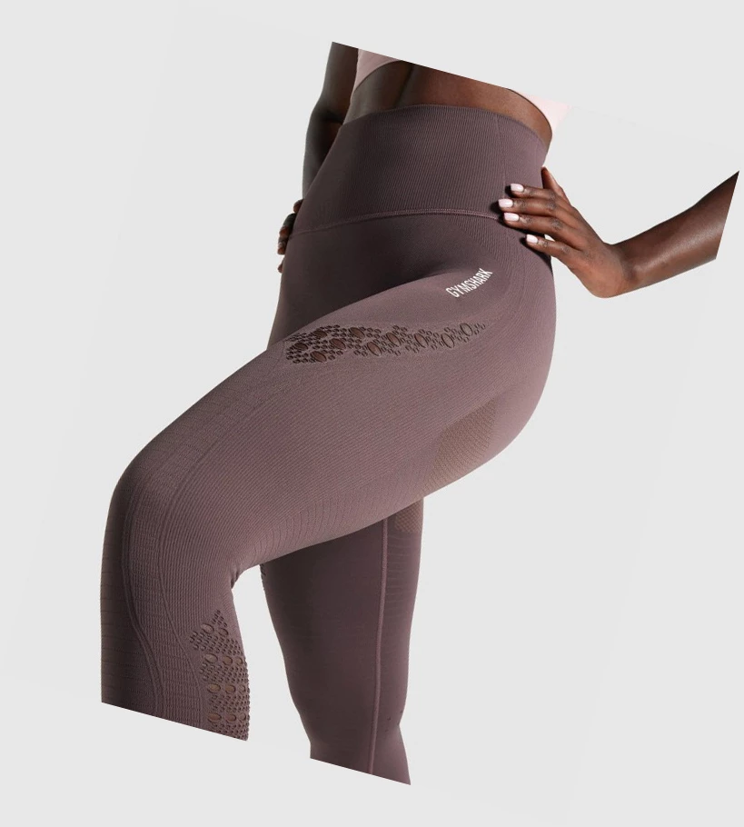 Gymshark Energy Seamless Cropped High Waisted Leggings Dame Brune | LDZQSV905