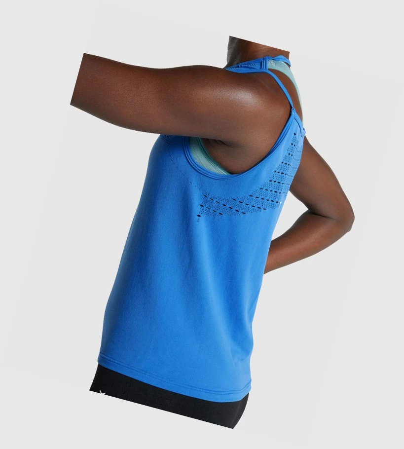 Gymshark Energy Seamless Loose Singlet Dame Blå | VDBRYS490