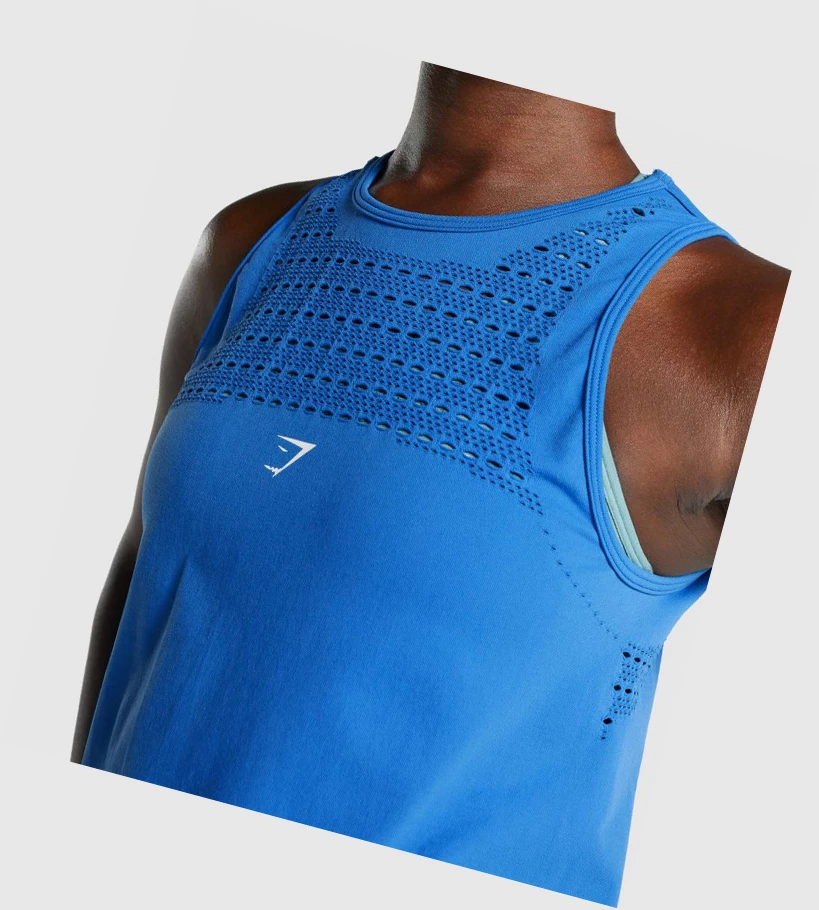 Gymshark Energy Seamless Loose Singlet Dame Blå | VDBRYS490