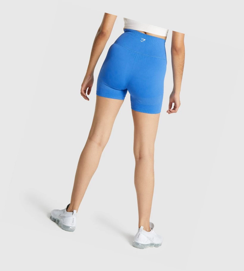 Gymshark Energy Seamless Shorts Dame Blå | KTJMWF643