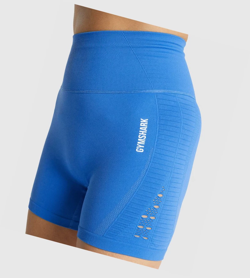 Gymshark Energy Seamless Shorts Dame Blå | KTJMWF643