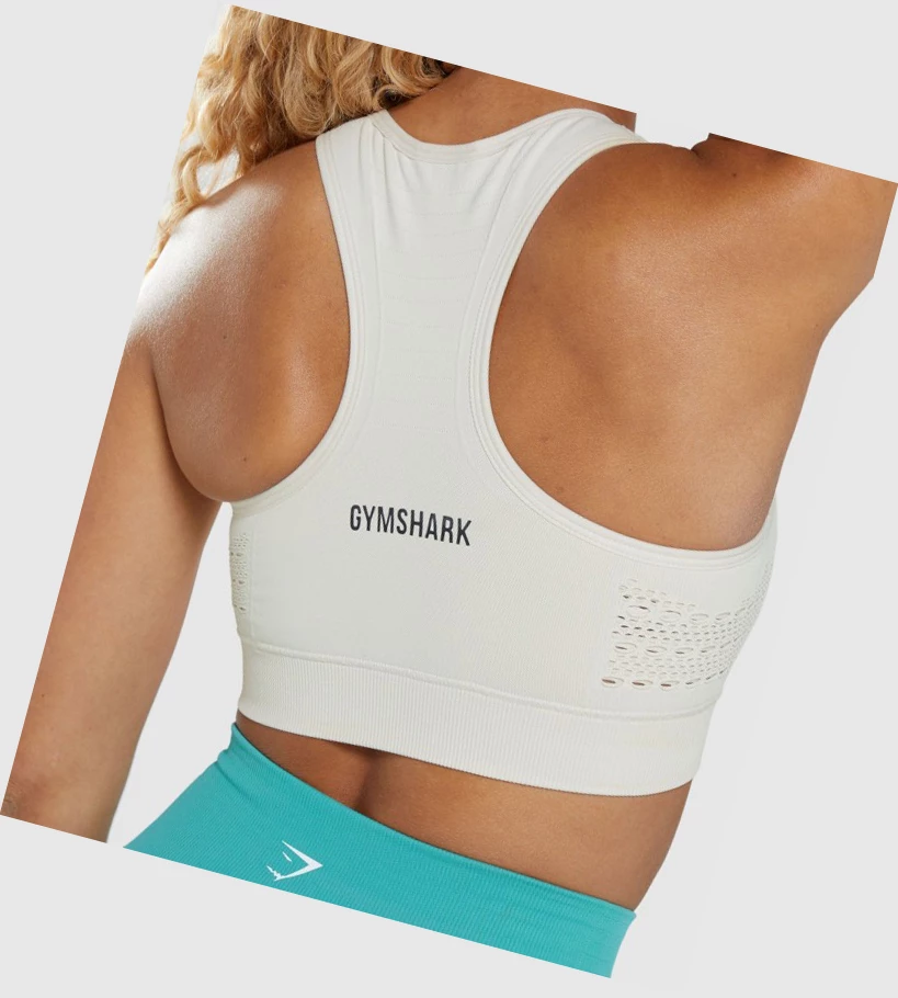 Gymshark Energy Seamless Sports Bh Dame Hvite | AIUQGN467