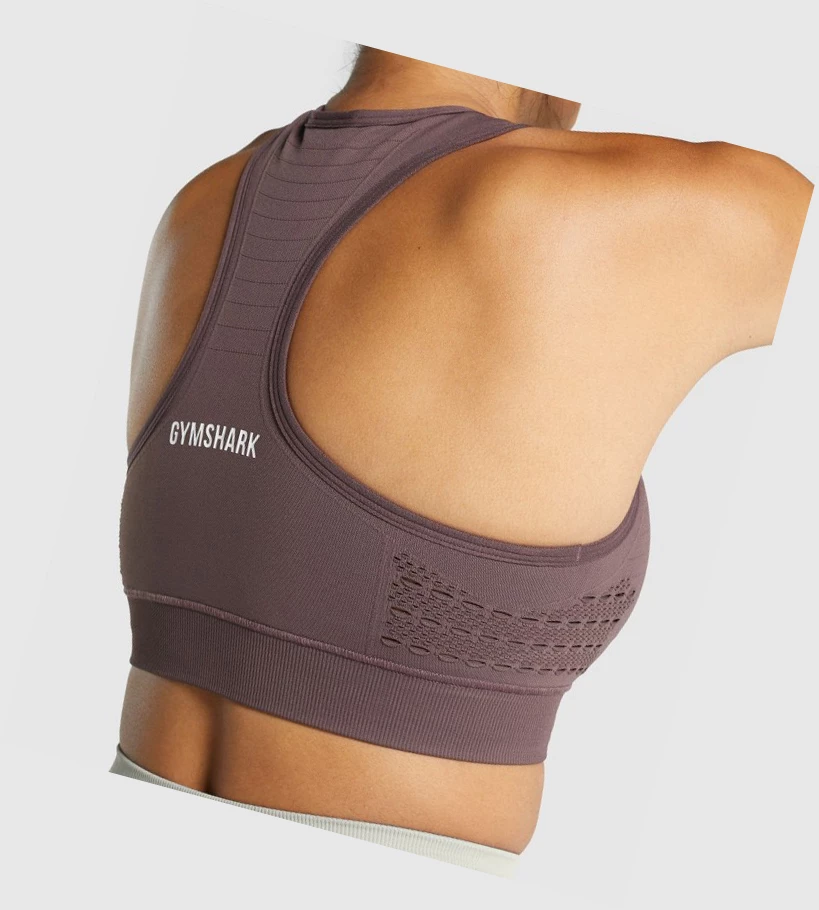 Gymshark Energy Seamless Sports Bh Dame Brune | QVCZES795