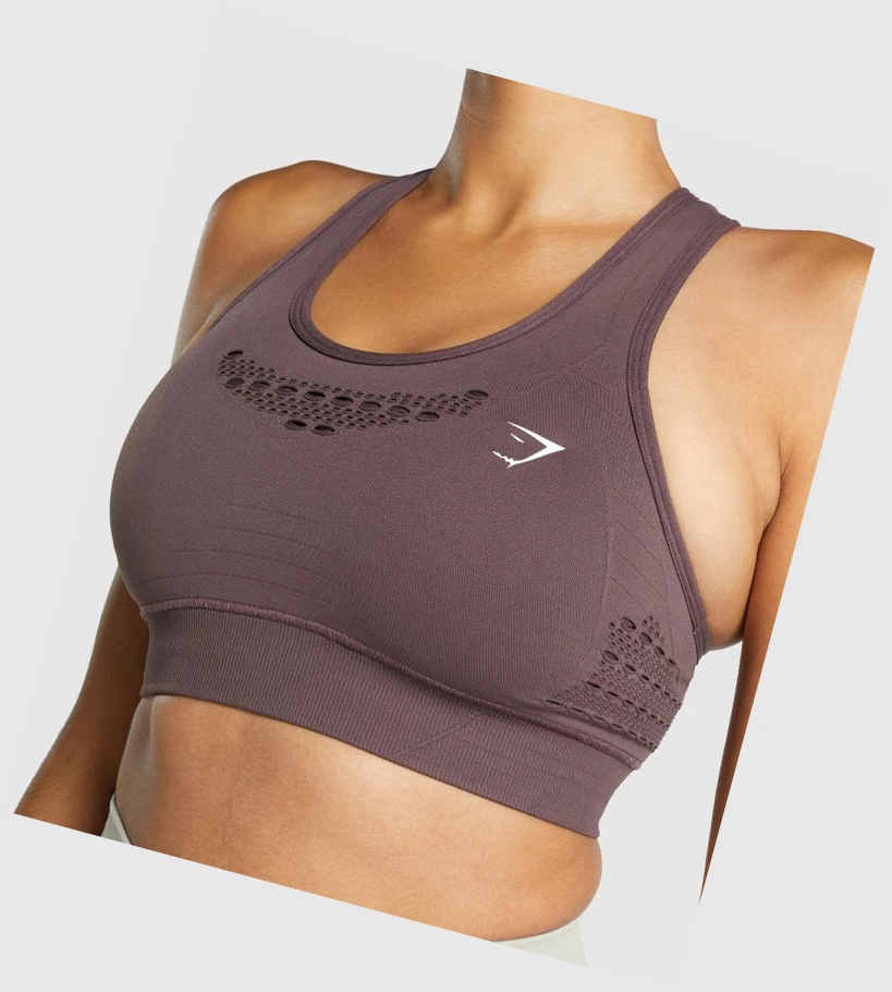 Gymshark Energy Seamless Sports Bh Dame Brune | QVCZES795