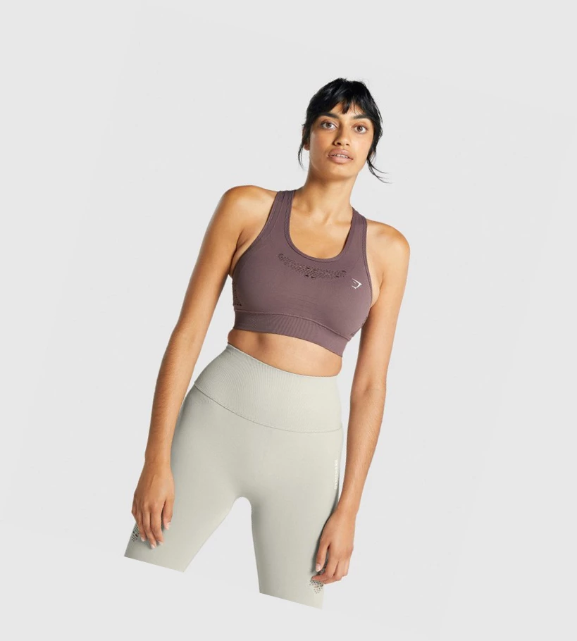 Gymshark Energy Seamless Sports Bh Dame Brune | QVCZES795