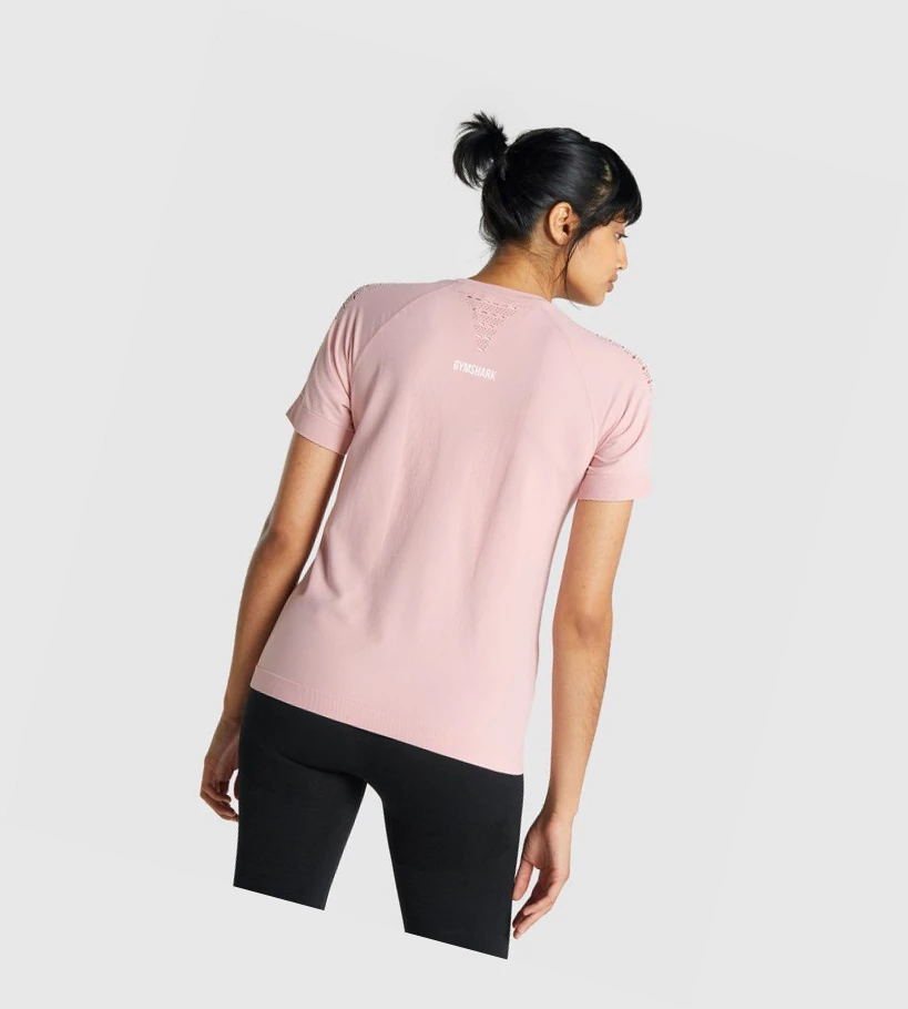 Gymshark Energy Seamless T-skjorte Dame Lyse Rosa | NZFMSU508