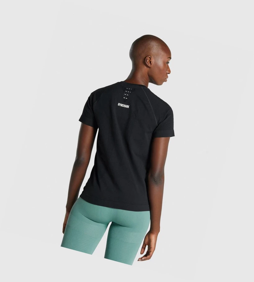 Gymshark Energy Seamless T-skjorte Dame Svarte | ZKDHSO423