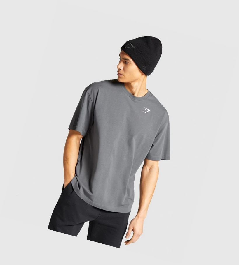 Gymshark Essential Oversized T-skjorte Herre Grå | SZQYAW746