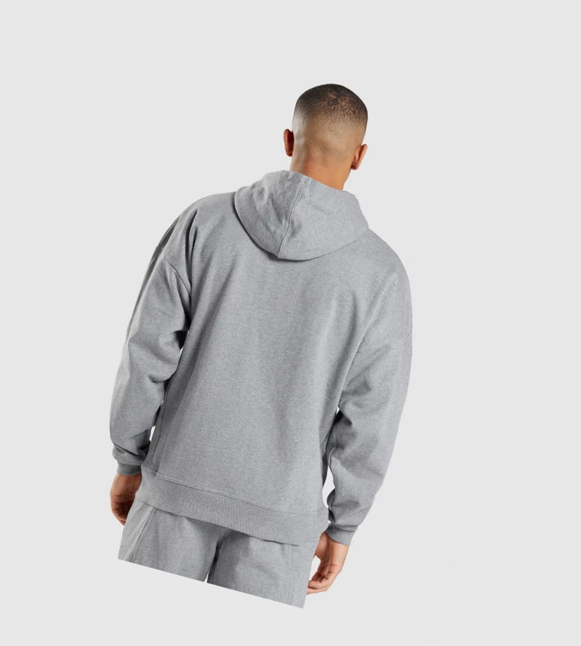 Gymshark Essential Oversized Zip Up Klær Herre Grå | DUOWNJ397