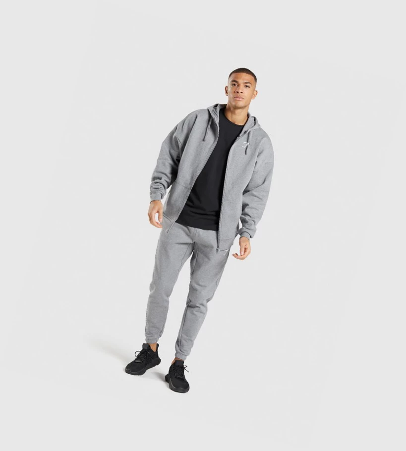 Gymshark Essential Oversized Zip Up Klær Herre Grå | DUOWNJ397