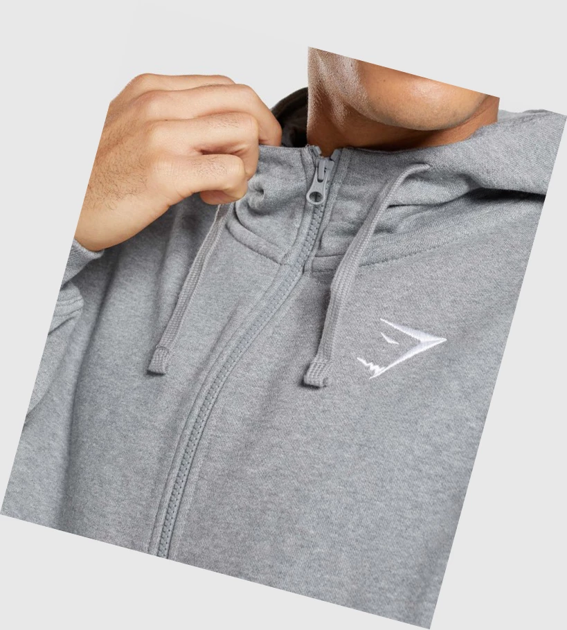 Gymshark Essential Oversized Zip Up Klær Herre Grå | DUOWNJ397