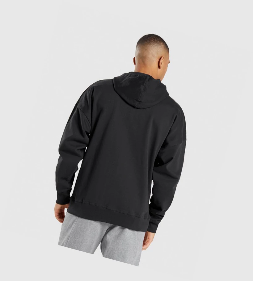 Gymshark Essential Oversized Zip Up Klær Herre Svarte | FHVJLG658