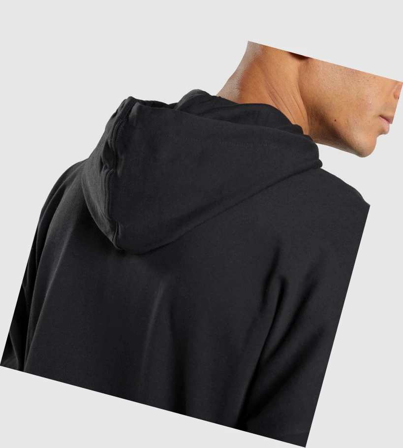 Gymshark Essential Oversized Zip Up Klær Herre Svarte | FHVJLG658