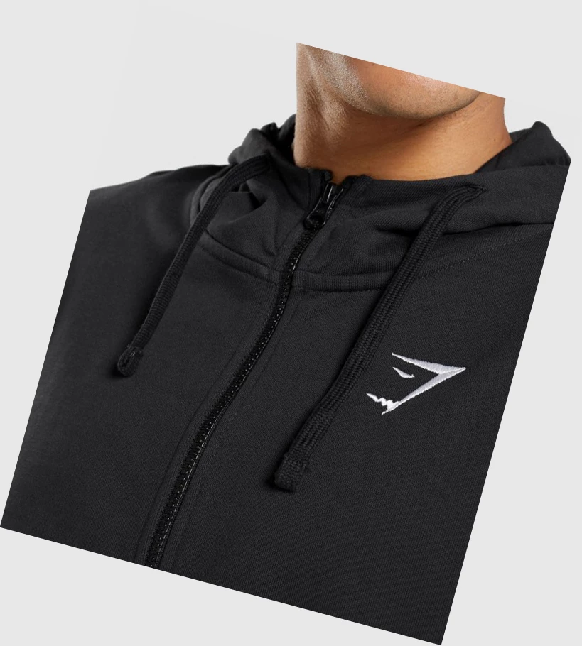 Gymshark Essential Oversized Zip Up Klær Herre Svarte | FHVJLG658