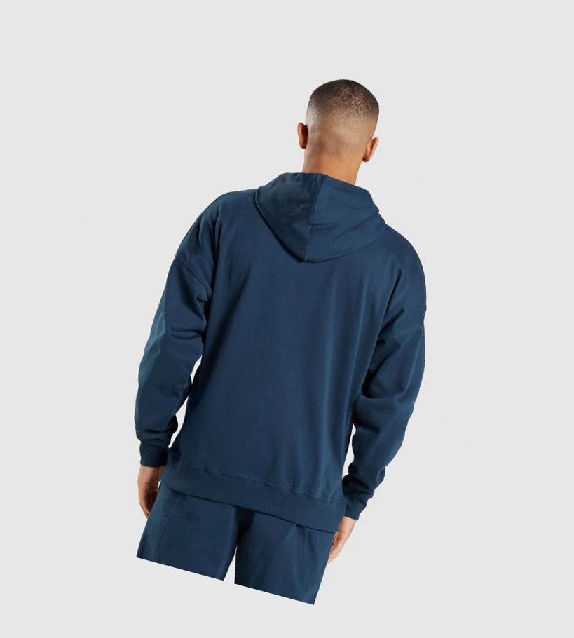 Gymshark Essential Oversized Zip Up Klær Herre Marineblå | MFGAXK491