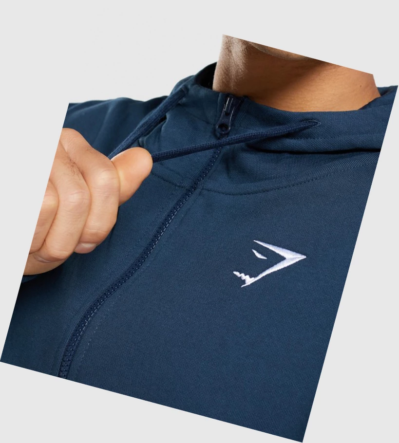 Gymshark Essential Oversized Zip Up Klær Herre Marineblå | MFGAXK491