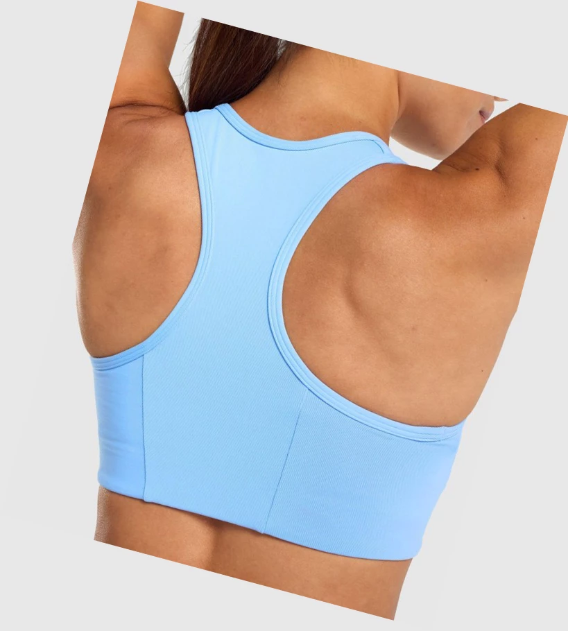 Gymshark Essential Racer Back Trenings Sports Bh Dame Lyse Blå | XQFNBA963