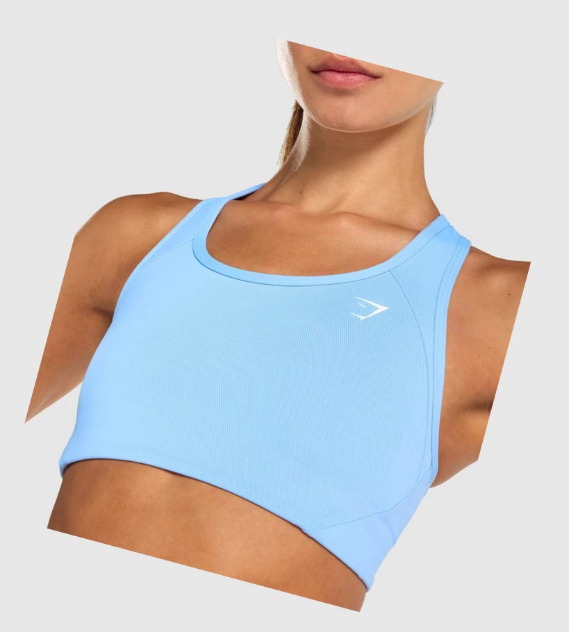 Gymshark Essential Racer Back Trenings Sports Bh Dame Lyse Blå | XQFNBA963