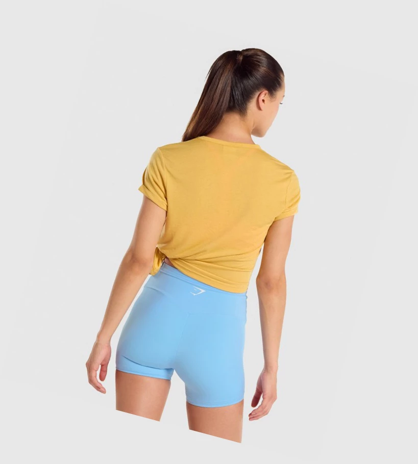 Gymshark Essential T-skjorte Dame Gul | QROTEU419