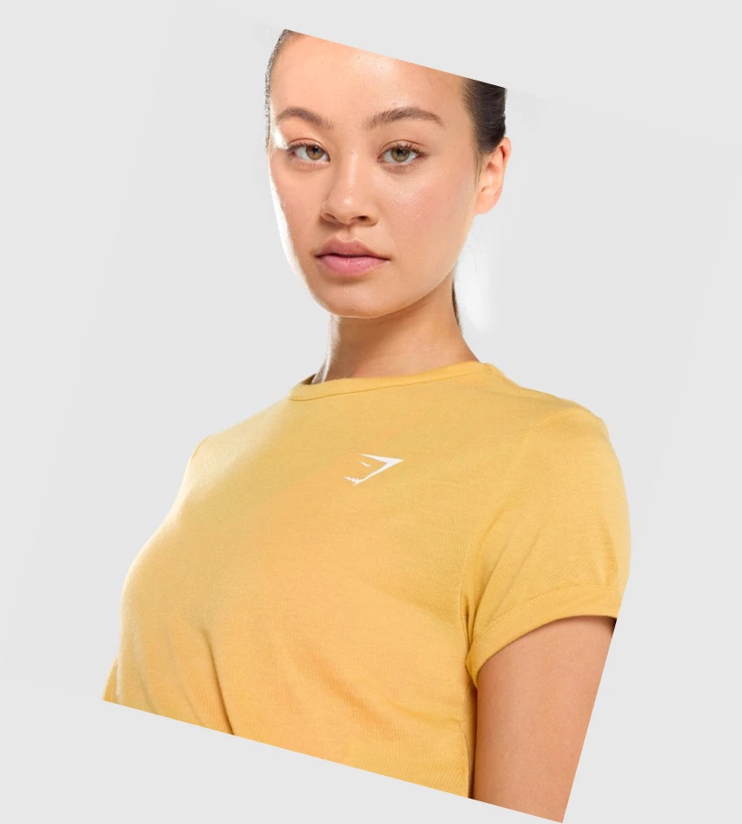 Gymshark Essential T-skjorte Dame Gul | QROTEU419