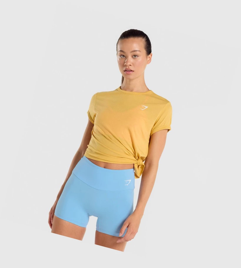 Gymshark Essential T-skjorte Dame Gul | QROTEU419