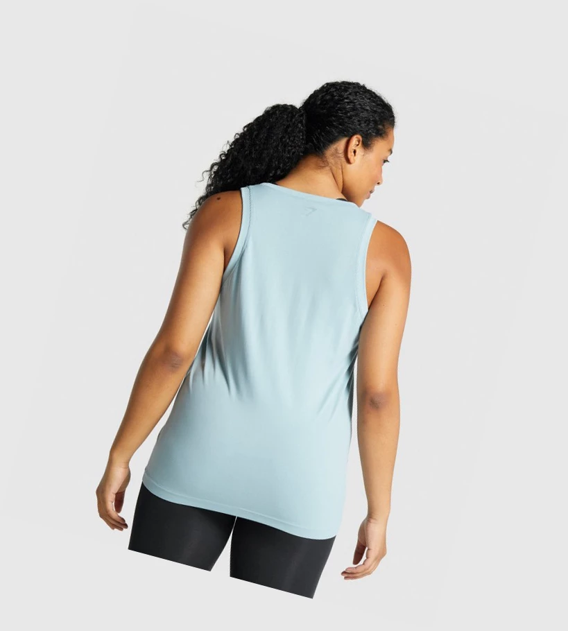 Gymshark Fit Seamless Loose Singlet Dame Blå | EDFVWI405