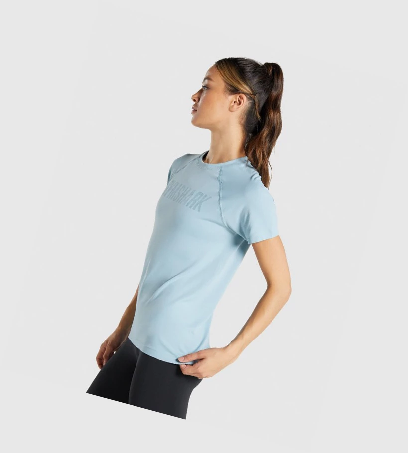 Gymshark Fit Seamless Loose T-skjorte Dame Blå | NUJRIE497