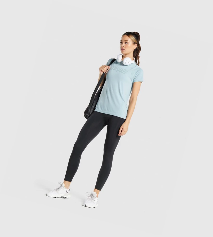 Gymshark Fit Seamless Loose T-skjorte Dame Blå | NUJRIE497