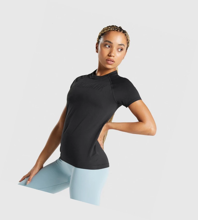 Gymshark Fit Seamless Loose T-skjorte Dame Svarte | WEYLGF501