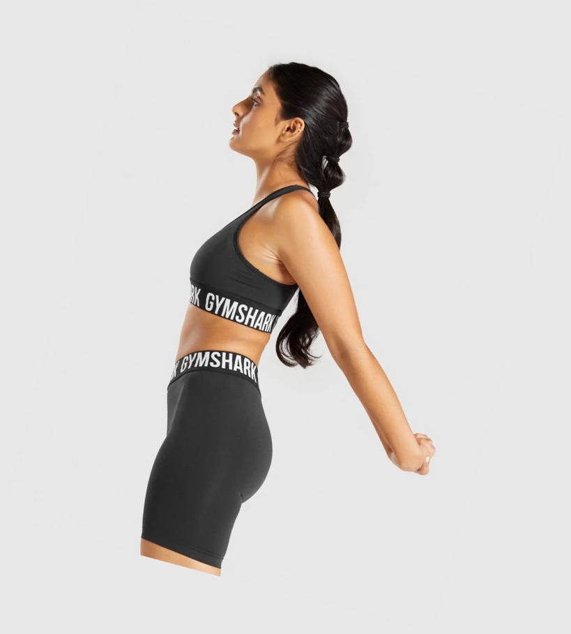 Gymshark Fit Seamless Sports Bh Dame Svarte Hvite | VEAUPS492