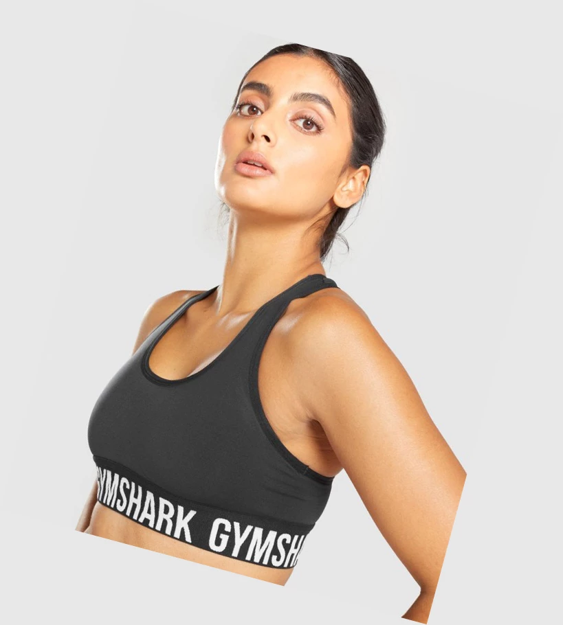 Gymshark Fit Seamless Sports Bh Dame Svarte Hvite | VEAUPS492