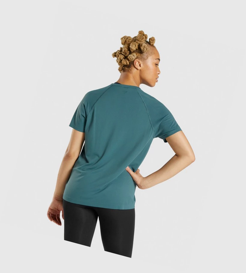 Gymshark Fit Seamless T-skjorte Dame Mørke Grønn | MKPNUW073