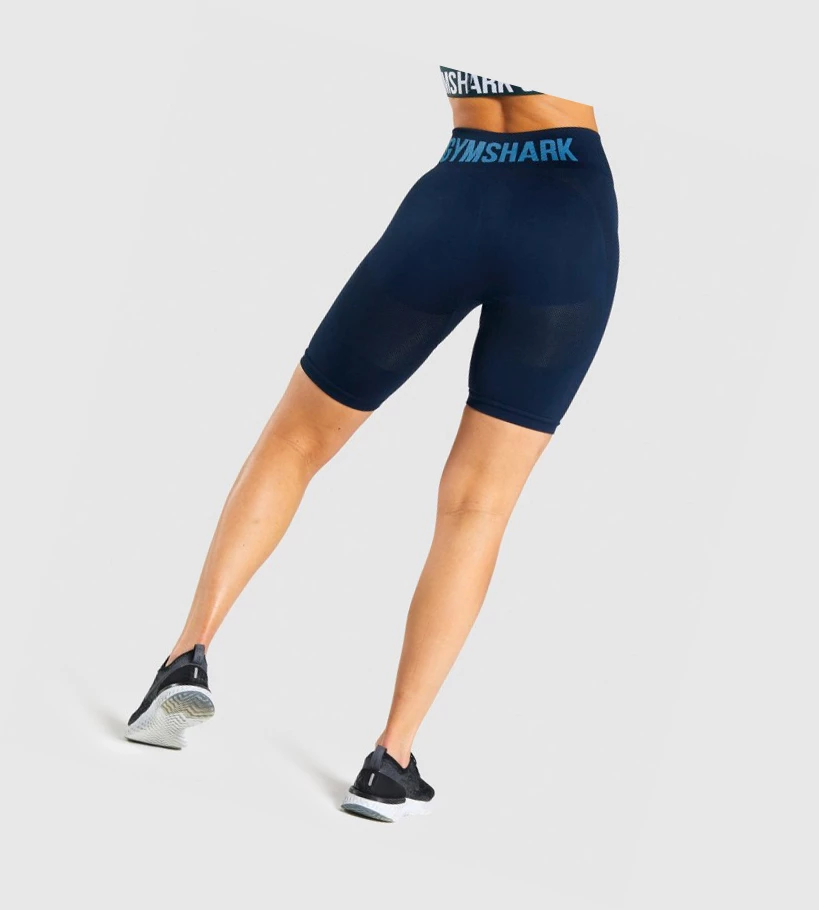 Gymshark Flex Cycling Shorts Dame Marineblå | KNUMIJ968