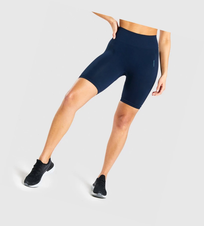 Gymshark Flex Cycling Shorts Dame Marineblå | KNUMIJ968