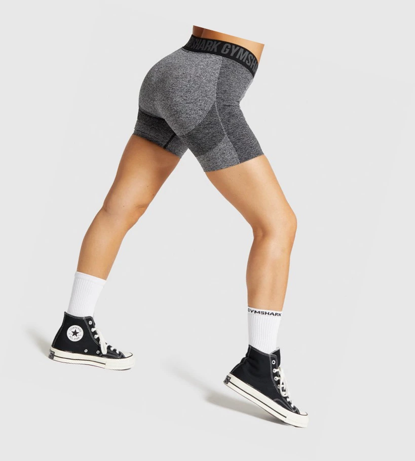 Gymshark Flex Shorts Dame Svarte Grå | KQTHLA528