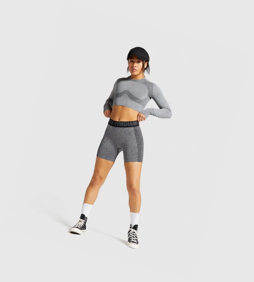 Gymshark Flex Shorts Dame Svarte Grå | KQTHLA528