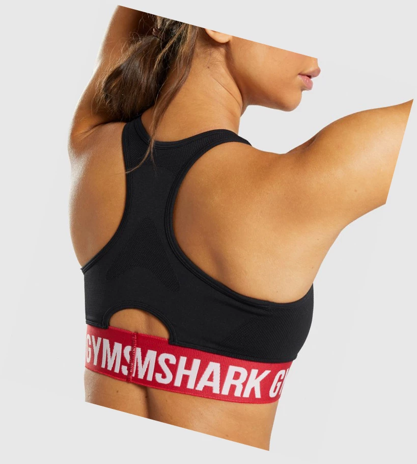 Gymshark Flex Sports Bh Dame Svarte | URZYNS529