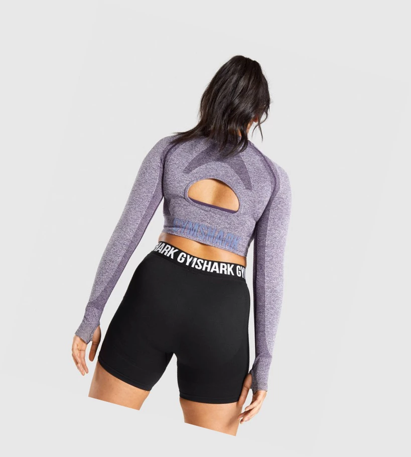 Gymshark Flex Sports Crop Top Gensere Dame Lilla | LEUQPH015