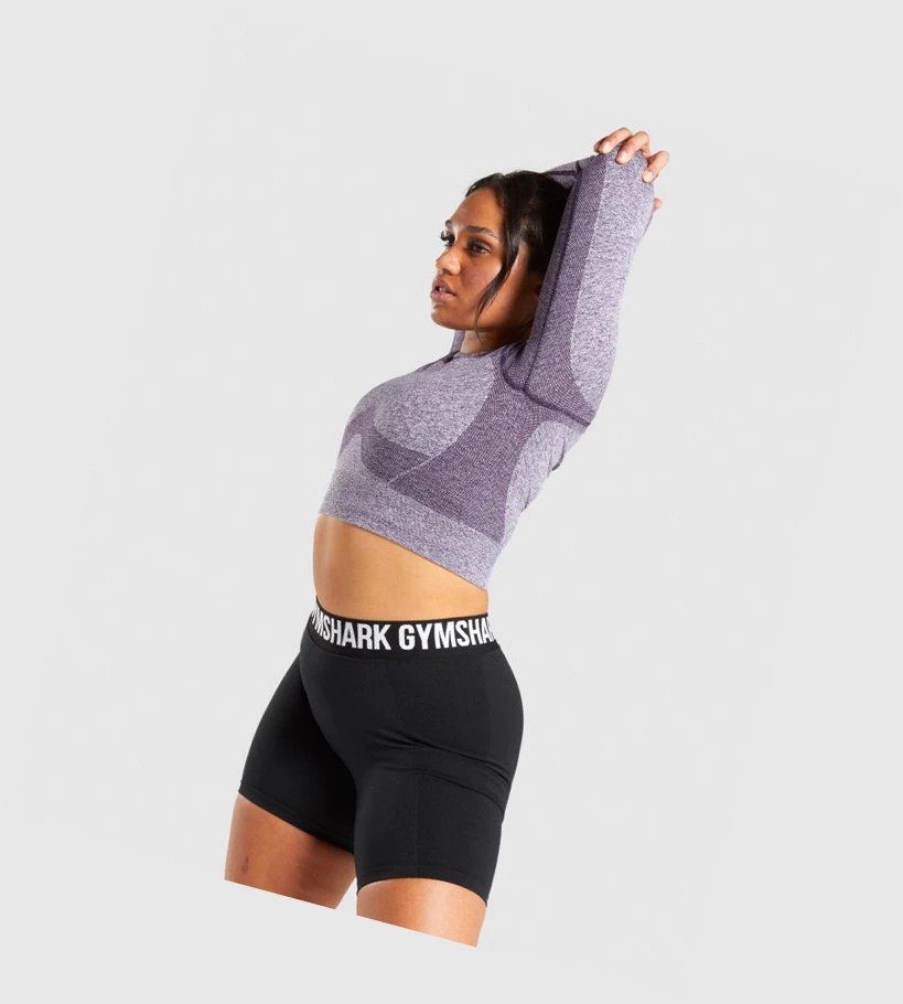 Gymshark Flex Sports Crop Top Gensere Dame Lilla | LEUQPH015