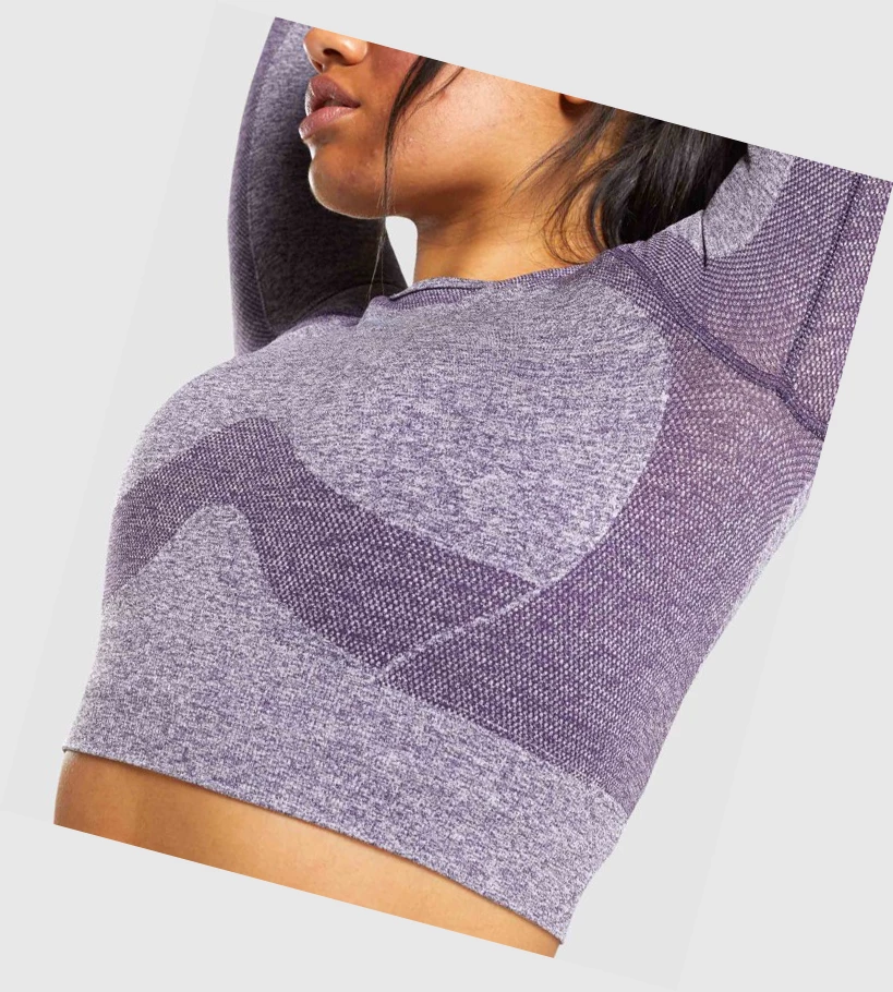 Gymshark Flex Sports Crop Top Gensere Dame Lilla | LEUQPH015