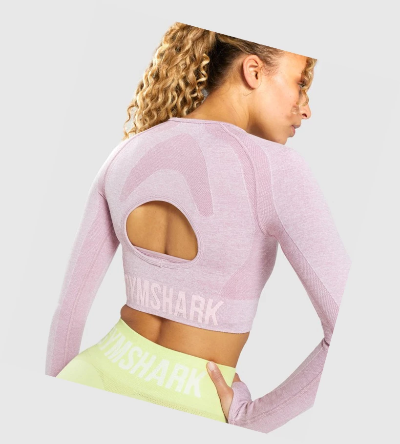 Gymshark Flex Sports Crop Top Gensere Dame Lyse Lilla | QLMTZV214