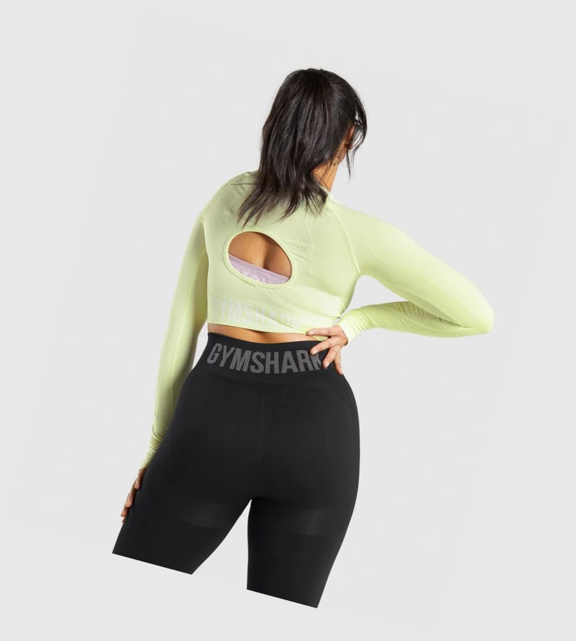 Gymshark Flex Sports Crop Top Gensere Dame Lyse Grønn | YCOADJ670