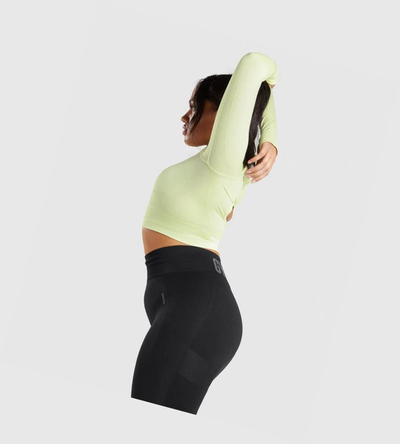 Gymshark Flex Sports Crop Top Gensere Dame Lyse Grønn | YCOADJ670