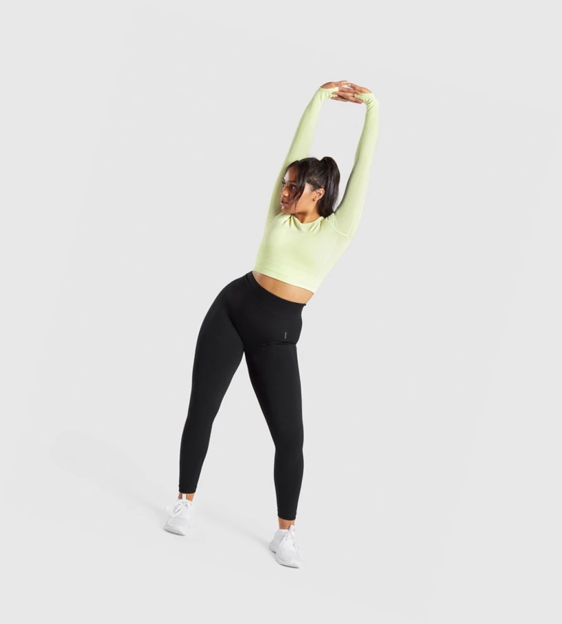 Gymshark Flex Sports Crop Top Gensere Dame Lyse Grønn | YCOADJ670