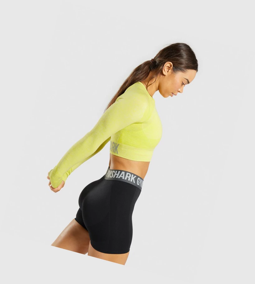 Gymshark Flex Sports Crop Top Gensere Dame Gul | YLTDGJ021