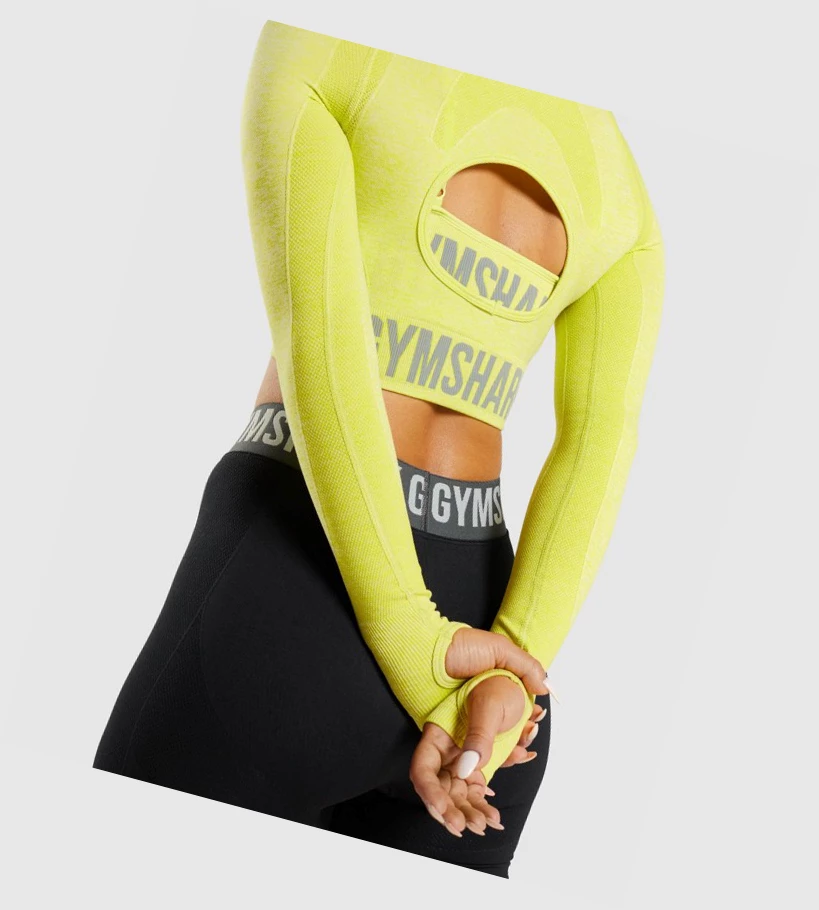 Gymshark Flex Sports Crop Top Gensere Dame Gul | YLTDGJ021