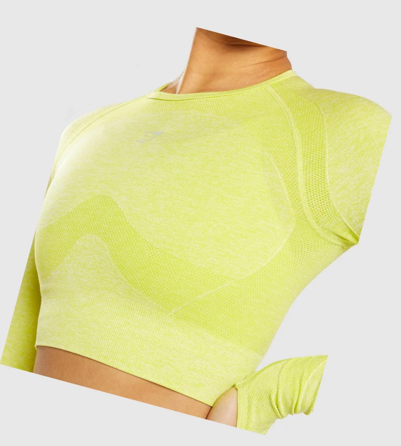 Gymshark Flex Sports Crop Top Gensere Dame Gul | YLTDGJ021