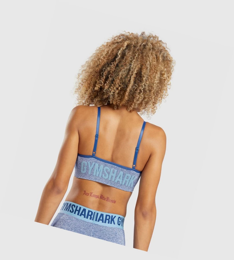 Gymshark Flex Strappy Sports Bh Dame Blå | PSQJNX879