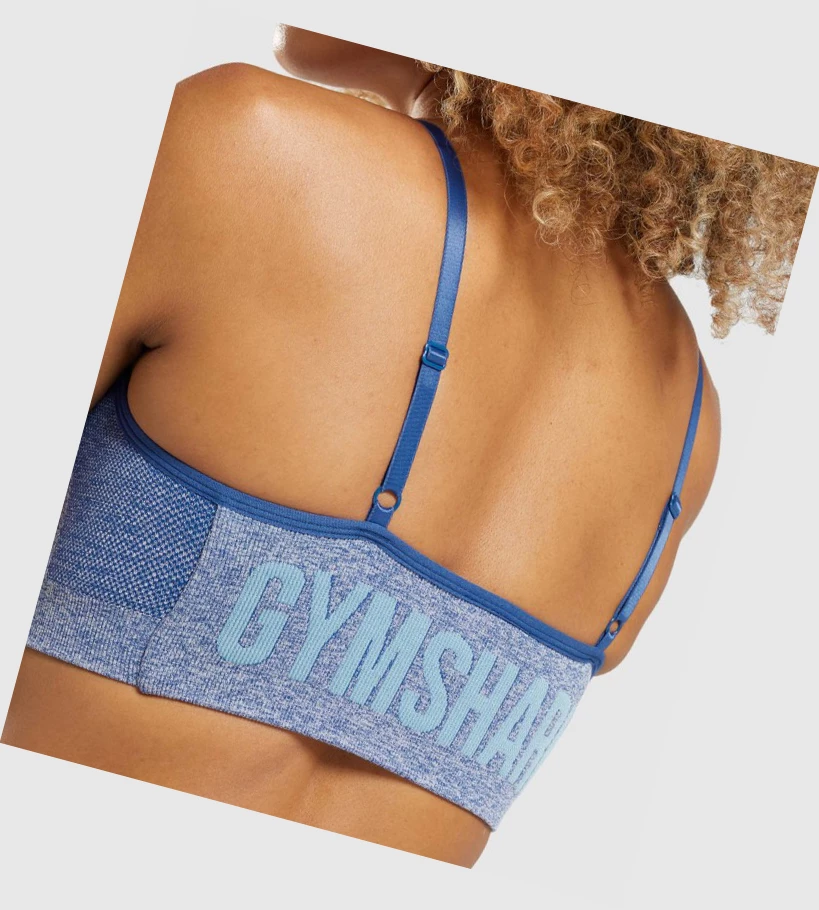 Gymshark Flex Strappy Sports Bh Dame Blå | PSQJNX879