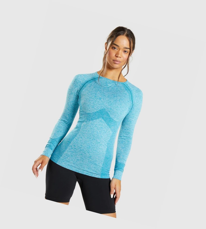 Gymshark Flex Top T-skjorte Dame Blå | DBLUCV502